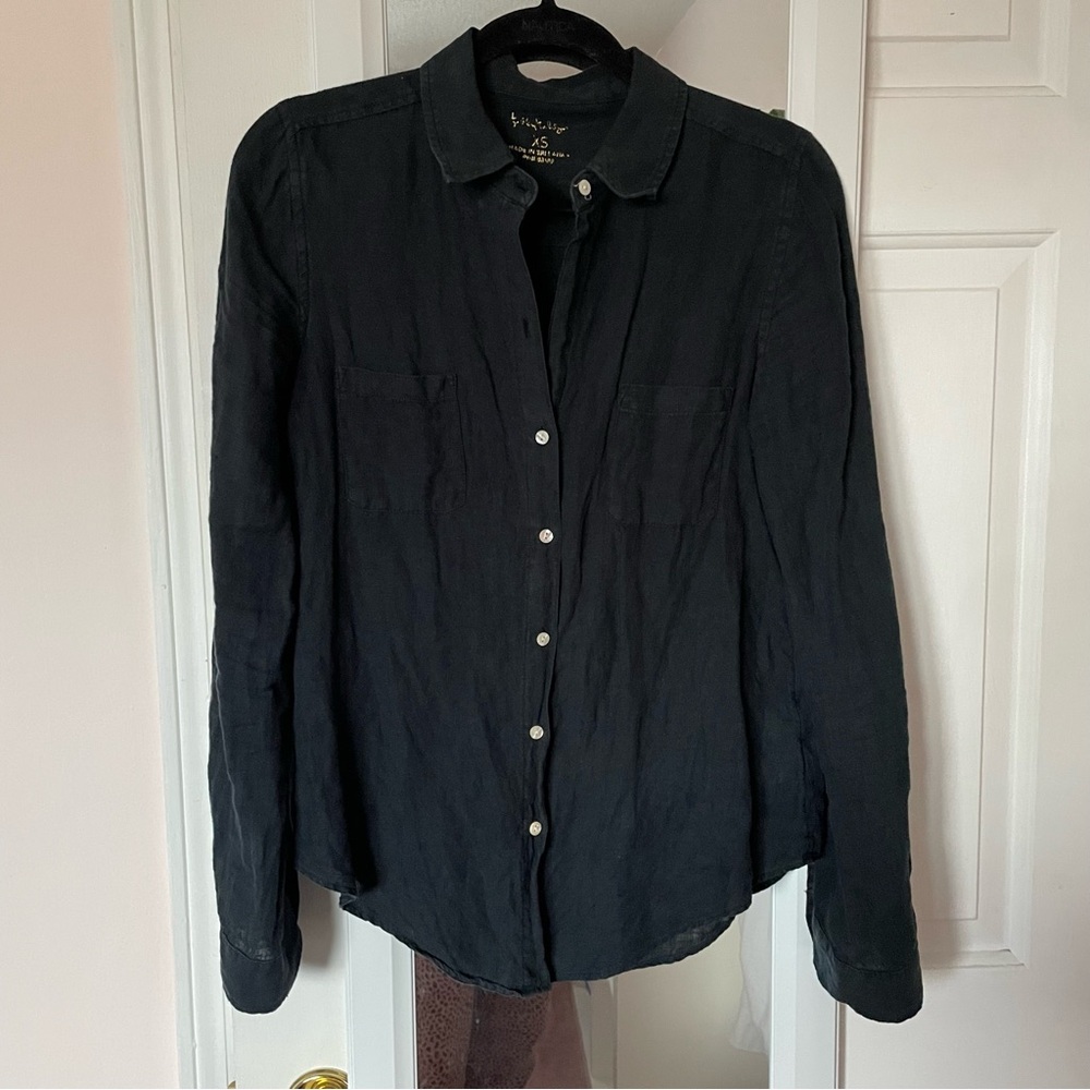 Lily Pulitzer Linen Black Button Down Shirt